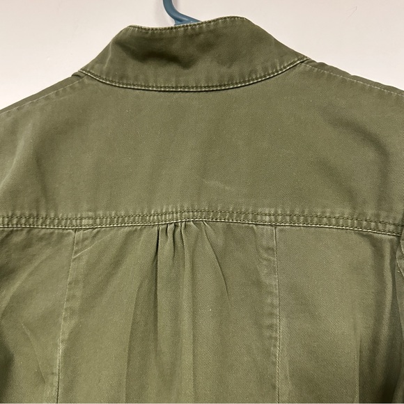 Vintage Candies Olive Green Girly Denim Jean Jacket, Ruffles, Bows, XL - Picture 9 of 9